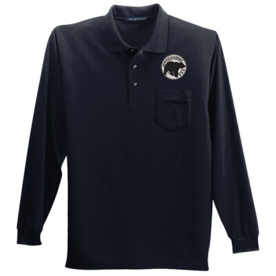 Embroidered Bear Crest  - Long Sleeve Silk Touch&#153; Polo with Pocket Thumbnail