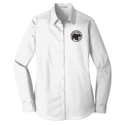 Embroidered Bear Crest  - Ladies Long Sleeve Carefree Poplin Shirt Thumbnail