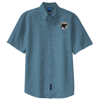 Embroidered Bear Crest  - Short Sleeve Value Denim Shirt Thumbnail