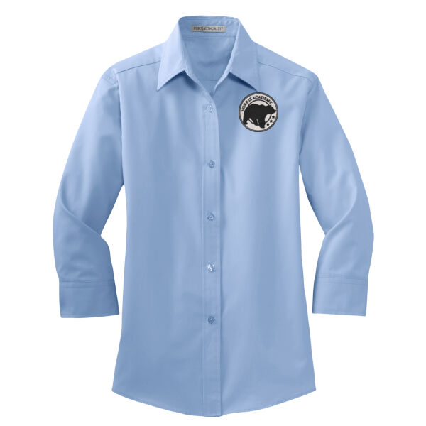 Embroidered Bear Crest  - Ladies 3/4 Sleeve Easy Care Shirt Thumbnail