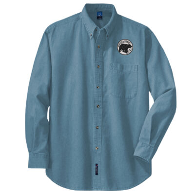 Embroidered Bear Crest  - Long Sleeve Value Denim Shirt Thumbnail