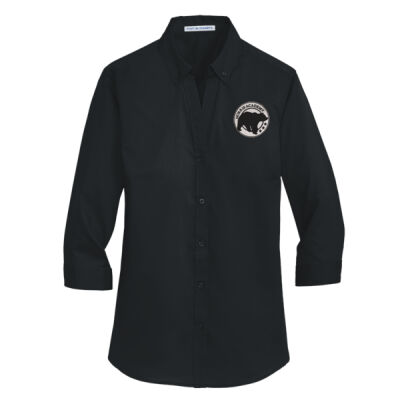 Embroidered Bear Crest  - Ladies 3/4 Sleeve SuperPro  Twill Shirt Thumbnail