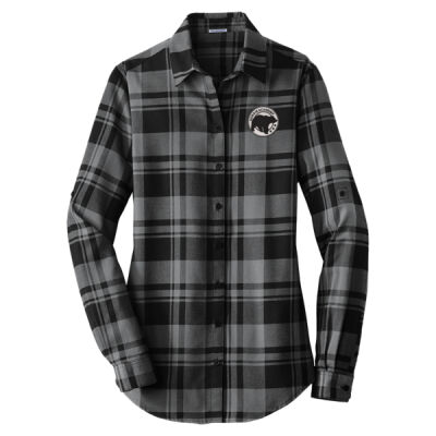 Embroidered Bear Crest  - Ladies Plaid Flannel Tunic Thumbnail