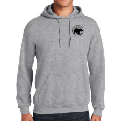 Left Crest Black Bear Print - Heavy Blend  Hooded Sweatshirt Thumbnail