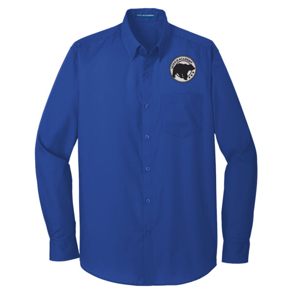 Embroidered Bear Crest  - Tall Long Sleeve Carefree Poplin Shirt Thumbnail
