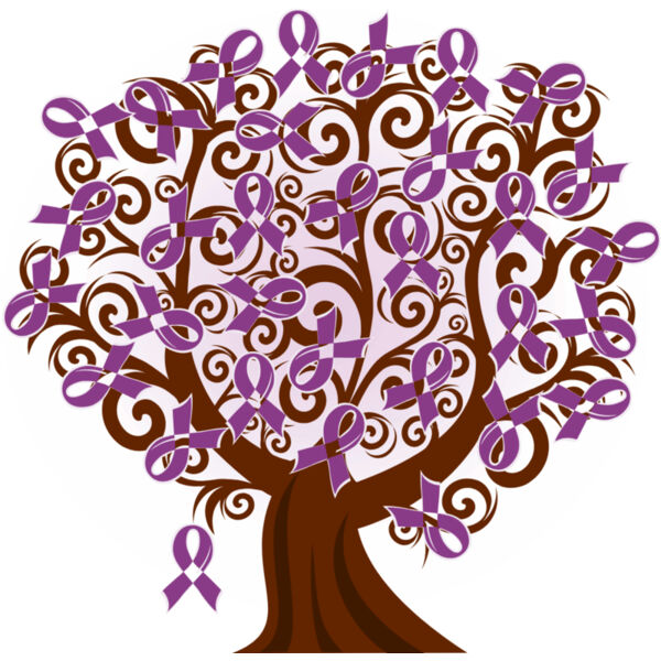 Pancreatic Cancer Alzheimers Disease Purple Ribbon Tree Thumbnail