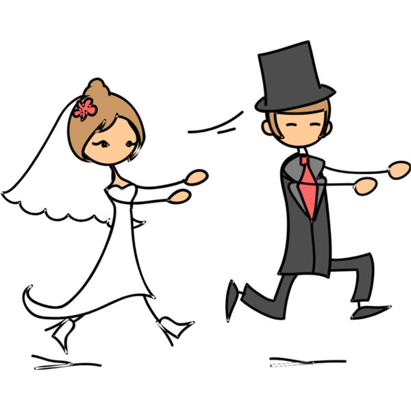 Cartoon Wedding Groom Bride 2 Thumbnail