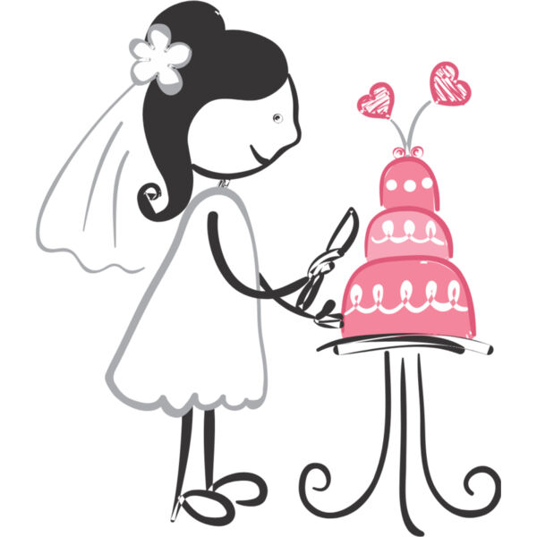 Cartoon Wedding Bride Cutting Cake 1 Thumbnail