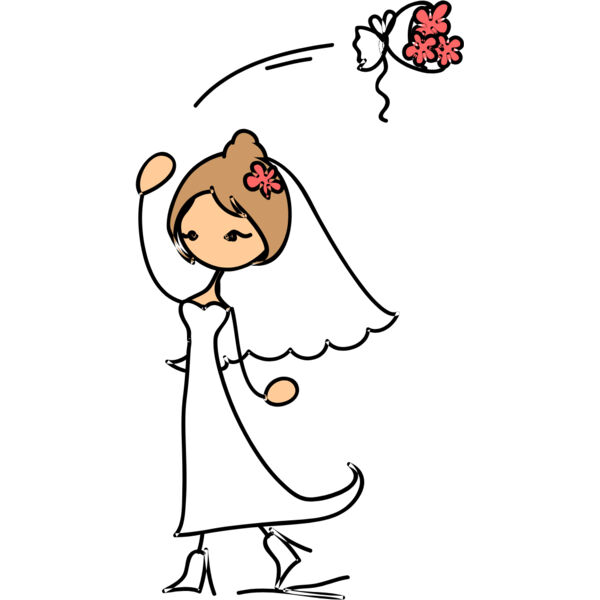 Cartoon Wedding Bride Bouquet Toss 3 Thumbnail